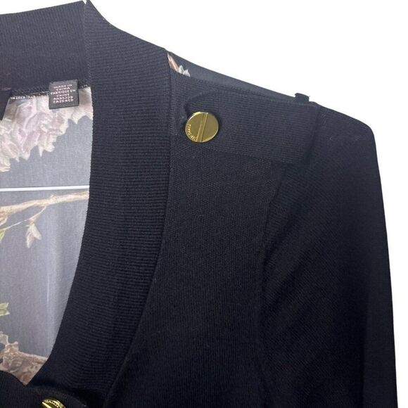Ted Baker Womens Black Bird Print Cardigan With Gold Buttons Size 2 - Picture 6 of 7